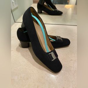 Salvatore Ferragamo black pumps w block heels